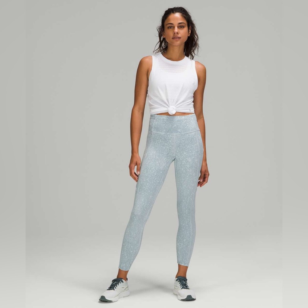 Lululemon Fast and Free Tight 25" *Nulux Sz 6 City Grit White Blue Fog